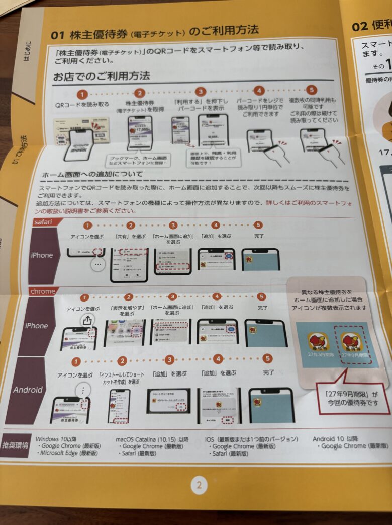 すかいらーく 株主優待券 ご利用方法